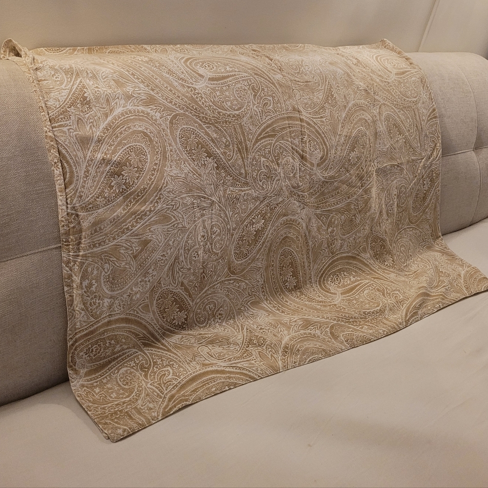 Beige Tablecloth Cotton Paisley Tone On Tone Cream Beige